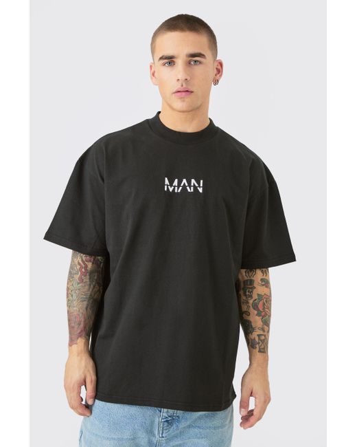 BoohooMAN Black Dash Oversized Heavy T-shirt for men