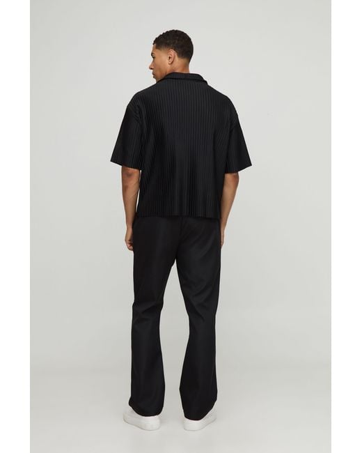 BoohooMAN Black Stacked Flared Drop Pants for men