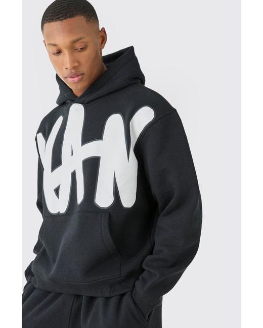 BoohooMAN Blue Oversized Graphic Hooded Tracksuit for men