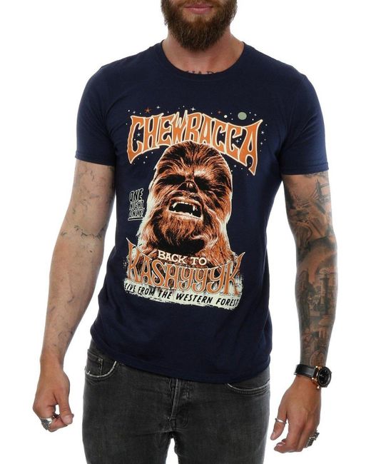 BoohooMAN Blue Star Wars Chewbacca Rock Poster T-shirt for men