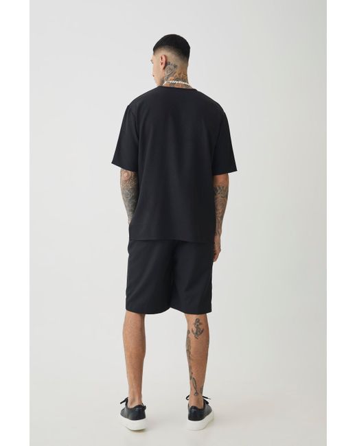 BoohooMAN Black Tall Oversized Linen T-Shirt for men