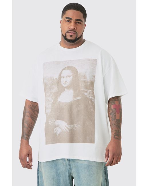 BoohooMAN Plus Mona Lisa T-shirt In White für Herren