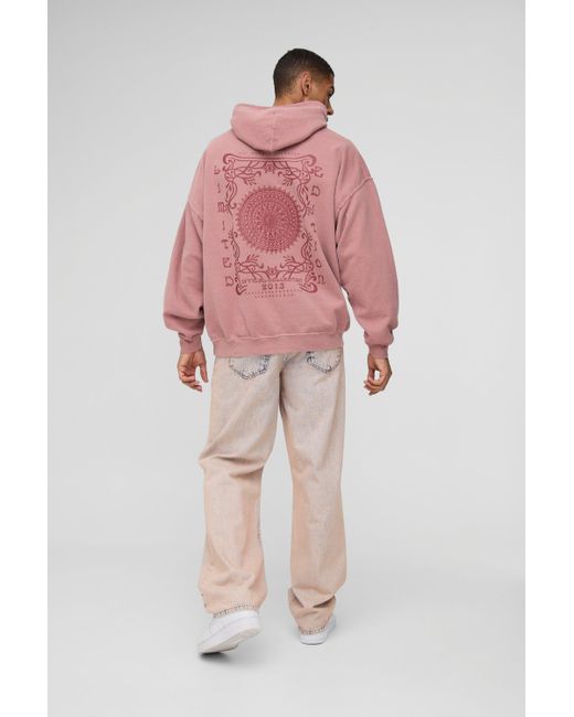 BoohooMAN Oversize Hoodie mit Limited Edition Print in Pink für Herren