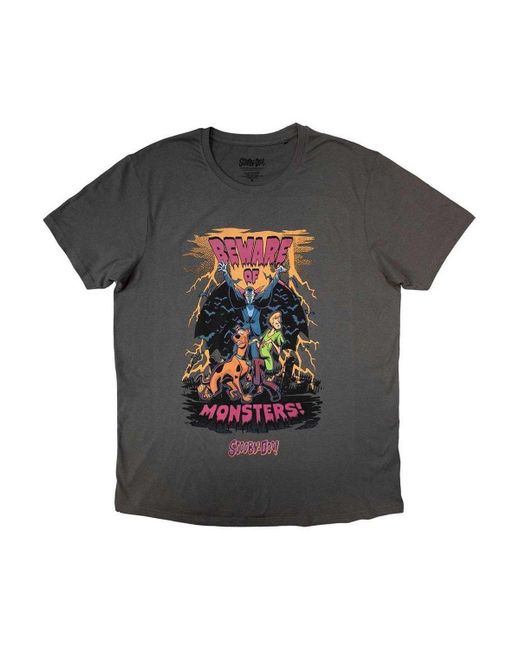BoohooMAN Black Scooby Doo Beware Of Monsters T-shirt for men