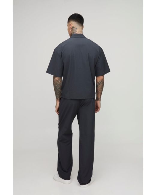 Technic Blue Tall Al Stretch Short Sleeve Boxy Oversized Shirt