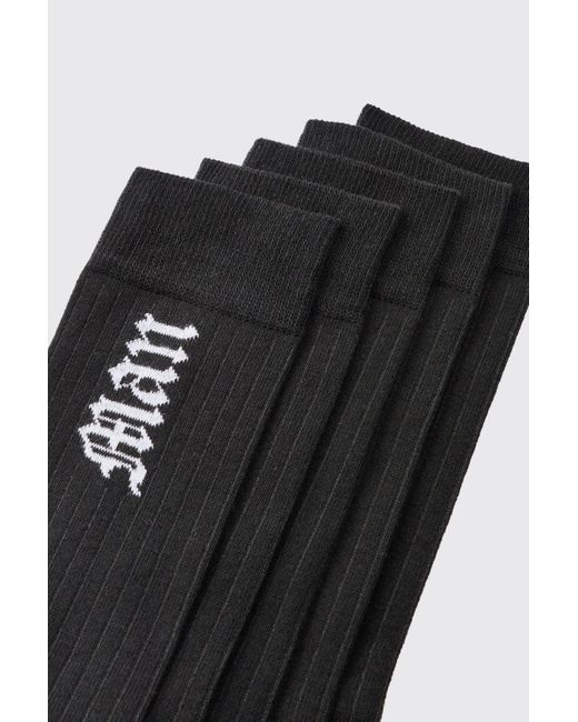 BoohooMAN Black 5 Pack Gothic Sports Socks for men