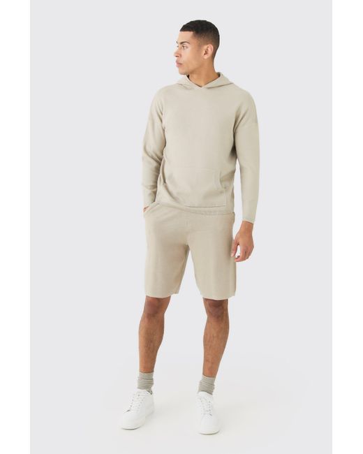 BoohooMAN Natural Relaxed Mid Length Knitted Short for men