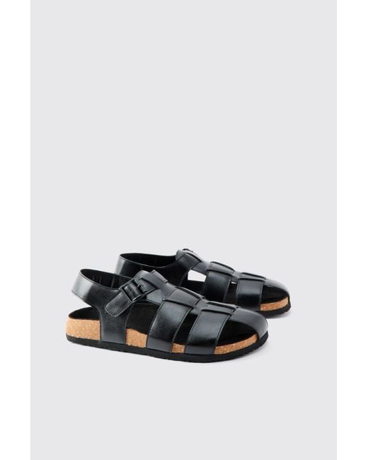 BoohooMAN Black Caged Sandal for men
