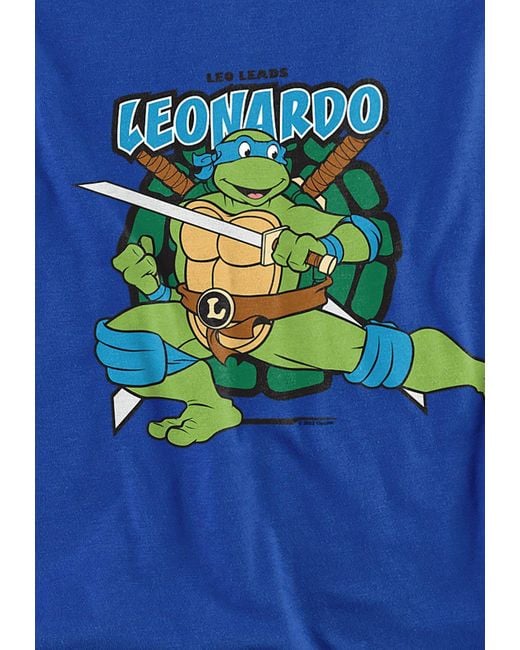 BoohooMAN Blue Teenage Mutant Ninja Turtles Tmnt Leonardo Leads T Shirt, Royal for men