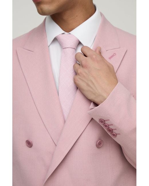 BoohooMAN Pink Oversized Double Breasted Suit Jacket for men