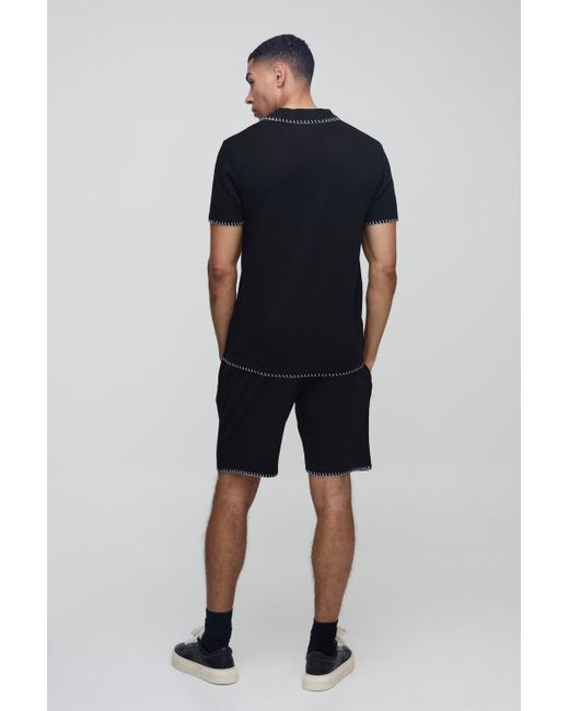 BoohooMAN Lockere Shorts mit Naht-Detail in Blue für Herren