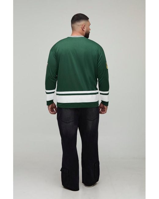 Plus Oversized 13 Mesh Long Sleeve Hockey Top Boohoo de color Green
