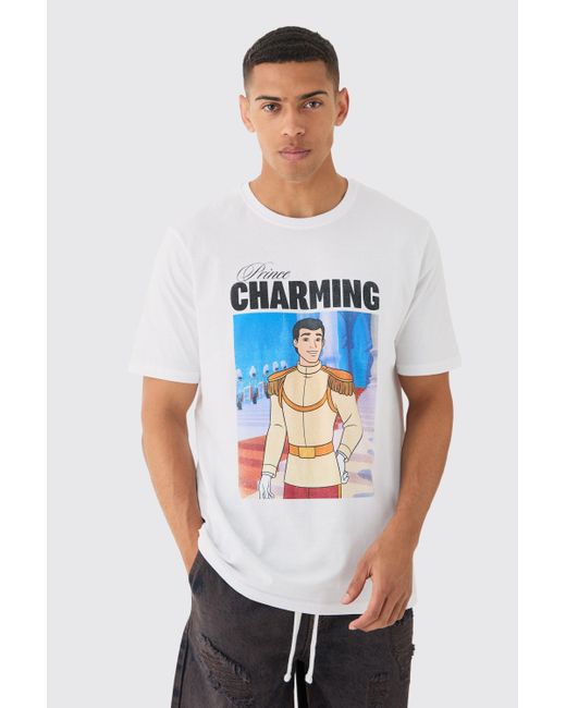 BoohooMAN Blue Oversized Disney Prince Charming License T-shirt for men