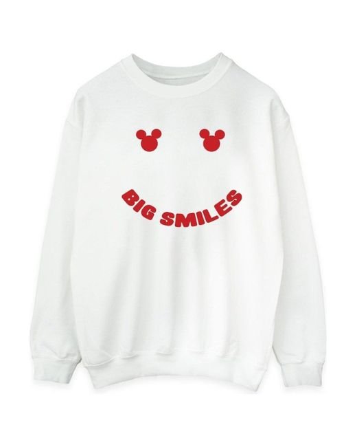 BoohooMAN White Disney Mickey Mouse Big Smile Sweatshirt for men