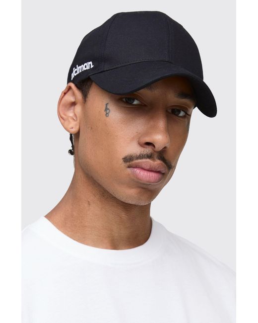 BoohooMAN Black Twill Cap for men