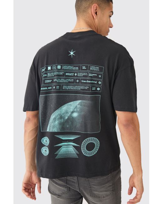 BoohooMAN Blue Oversized Space Graphic T-shirt for men