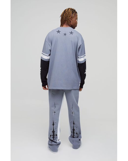 BoohooMAN Tall Jogginghose mit Worldwide Grunge Print in Blue für Herren