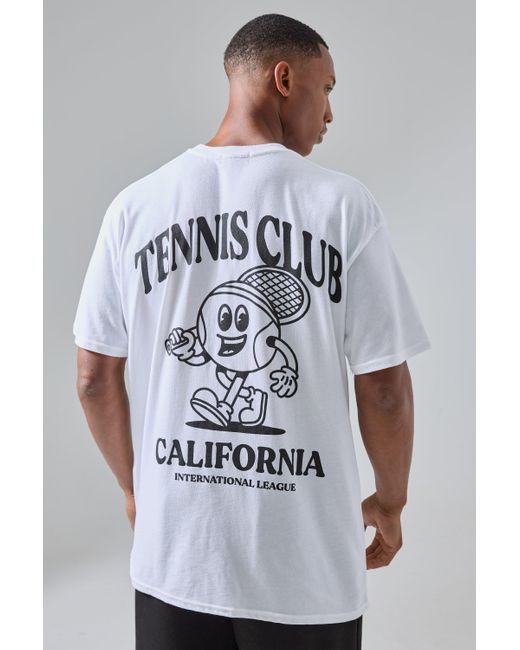 BoohooMAN Gray Man Active Tennis Club California Oversized Backprint T-shirt for men