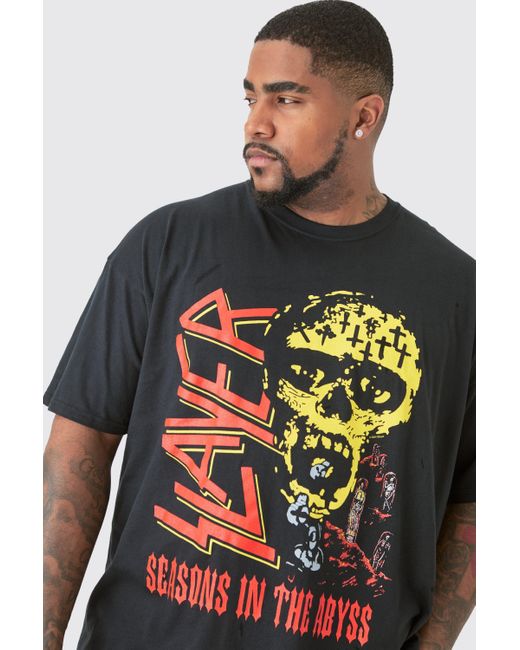 BoohooMAN Plus Slayer License Front & Back Print T-shirt in Gray für Herren