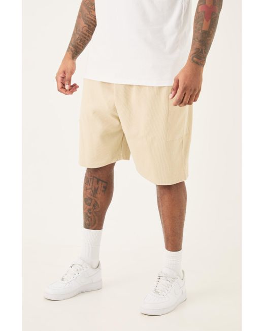 Boohoo Natural Plus Relaxed Heavyweight Ribbed Patch Pocket Short