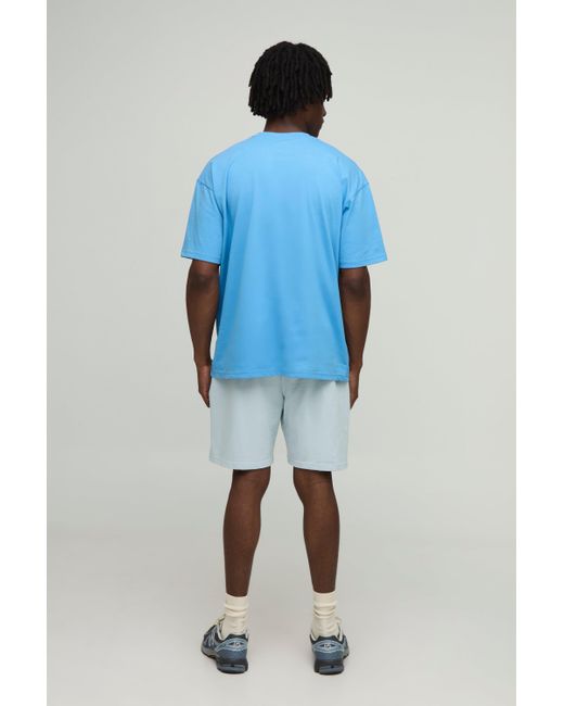 BoohooMAN Blue Oversized Crew Neck T-Shirt