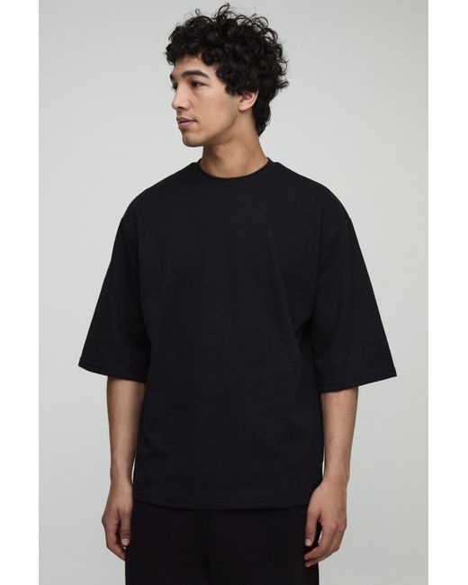 BoohooMAN Oversize T-Shirt mit halben Ärmeln in Black für Herren