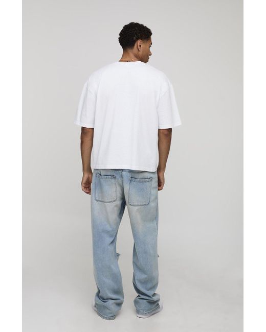 BoohooMAN White Oversized Boxy Heavyweight Eye Printed T-Shirt for men