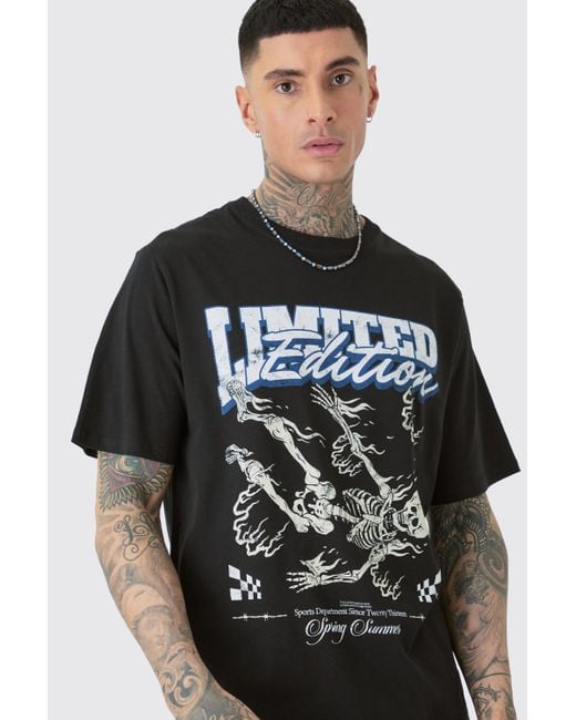 BoohooMAN Tall Core Limited Edition Skeleton Printed T-shirt In Black für Herren