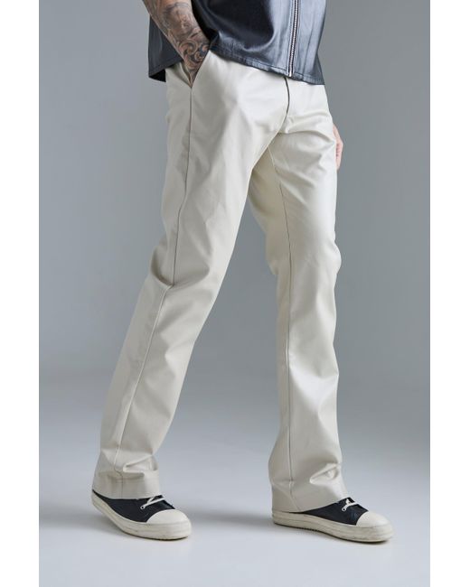 BoohooMAN Tall Slim Flare Pu Tailored Trouser in Gray für Herren