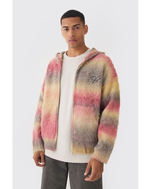 BoohooMAN Oversized Boxy Ofcl Brushed Ombre Stripe Knitted