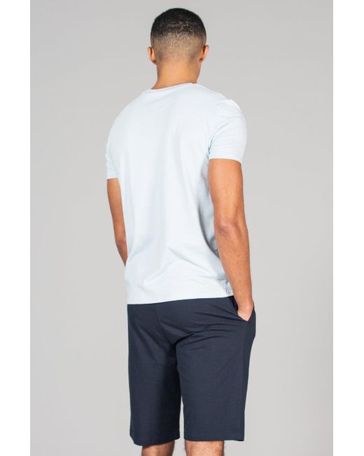 BoohooMAN Blue Tokyo Laundry Cotton 2-piece Short Sleeve Top And Jersey Shorts Pyjama Set for men