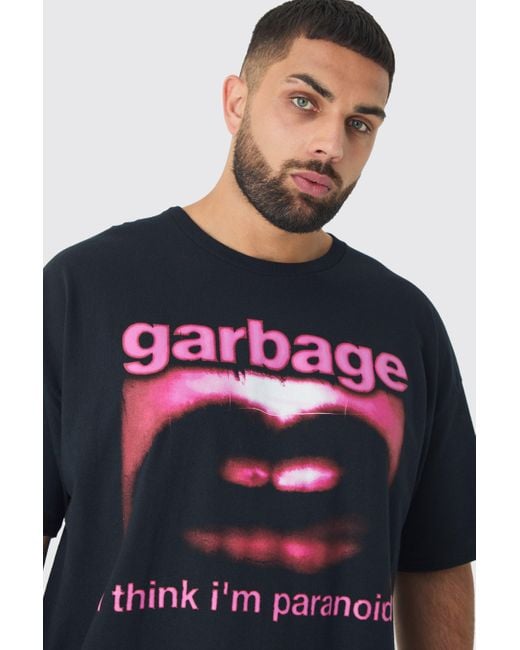 BoohooMAN Black Plus Garbage License Print T-Shirt for men