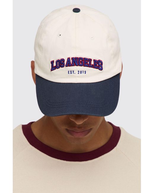 BoohooMAN Blue La Twill Cap for men