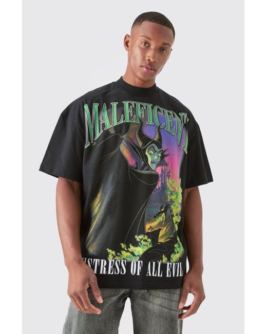 BoohooMAN Green Oversized Disney Maleficent Large Scale License T-shirt for men