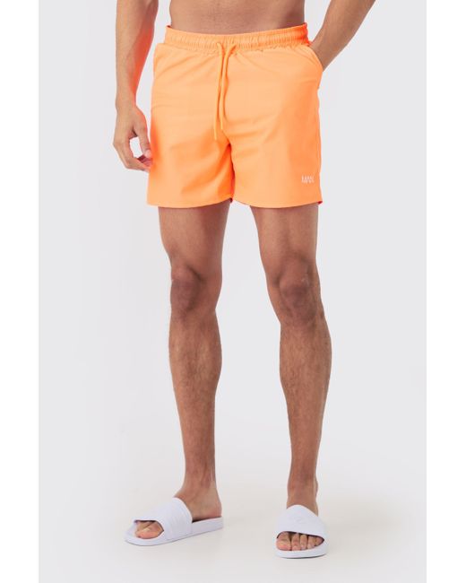 Original Man Mid Length Swim Short Boohoo de color Orange