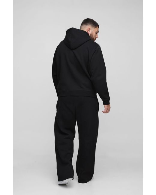 BoohooMAN Black Plus Basic Zip Through Regular Fit Hoodie for men