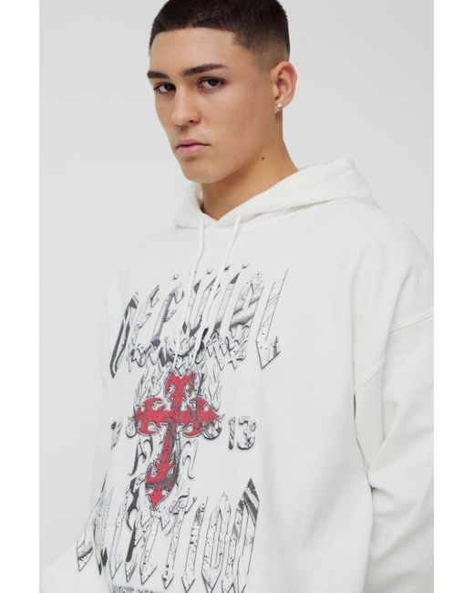 White boohooman hoodie sale
