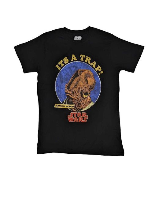 BoohooMAN Black Star Wars Ackbar It's A Trap T Shirt for men