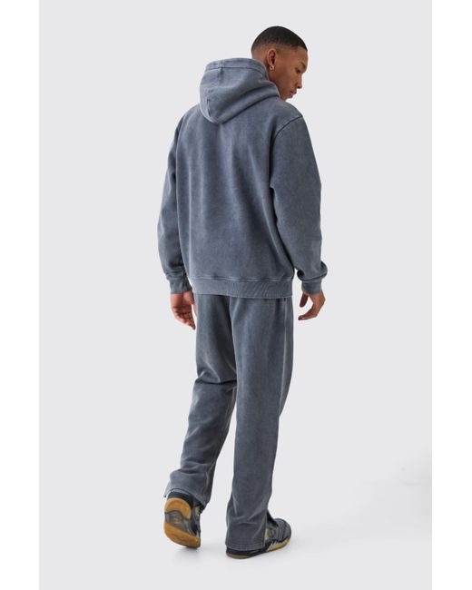 BoohooMAN Blue Man Washed Hooded Tracksuit for men