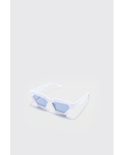 BoohooMAN Chunky Plastic Sunglasses In White in Blue für Herren