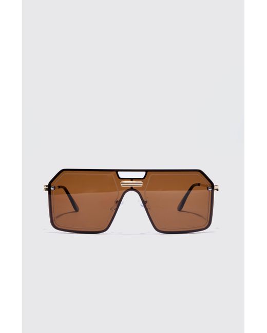 BoohooMAN White Metal Aviator Detail Sunglasses for men