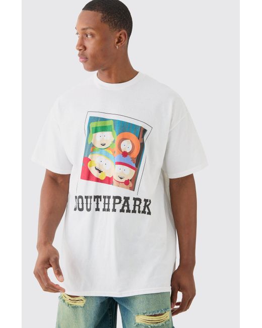 BoohooMAN White Oversized South Park License T-shirt for men