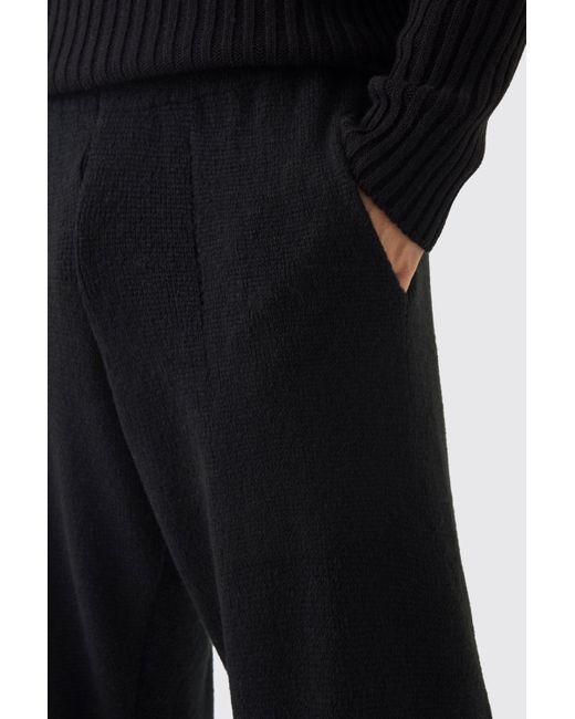 BoohooMAN Lockere Jogginghose aus gebürstetem Strick in Black für Herren