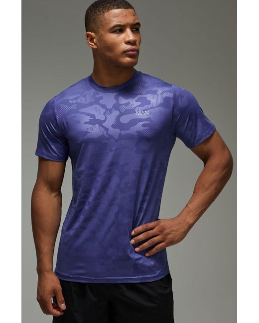 BoohooMAN Blue Active Regular Fit Camo T-Shirt for men