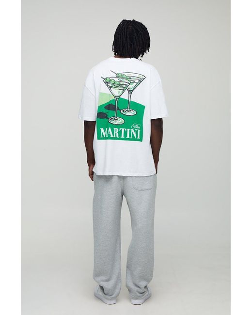Tall Oversized Man Script Martini Print T-Shirt Boohoo de color Green