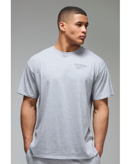 BoohooMAN Gray Active Training Dept Oversized T-Shirt for men