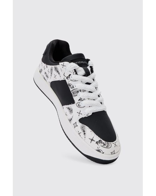 BoohooMAN Black Limited Edition Bandana Print Chunky Sneakers for men