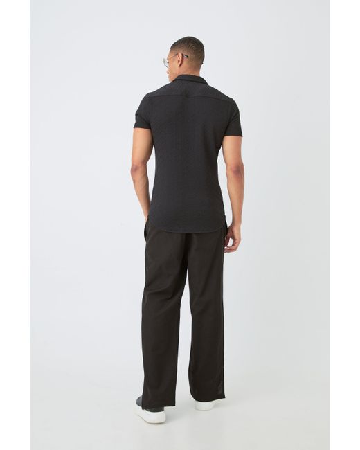 BoohooMAN Short Sleeve Triangle Geo Muscle Fit Shirt in Black für Herren