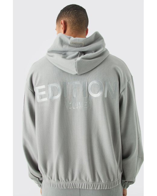 BoohooMAN Gray Edition Oversized Boxy Heavyweight Hoodie for men