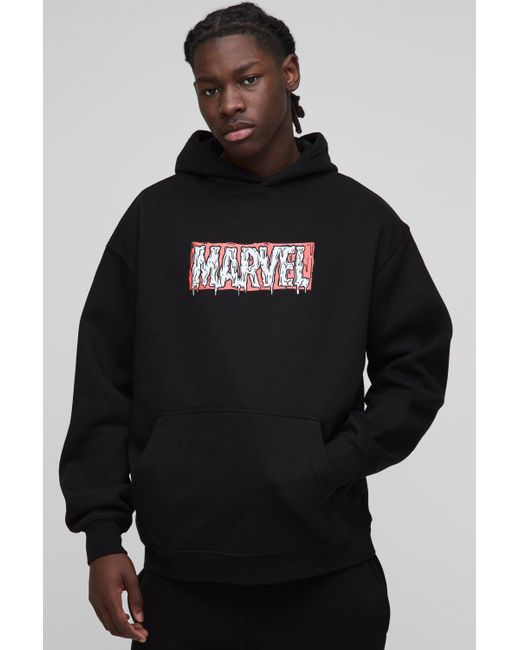 Sudadera Oversize Con Capucha Y Estampado De Marvel Deadpool Boohoo de color Black